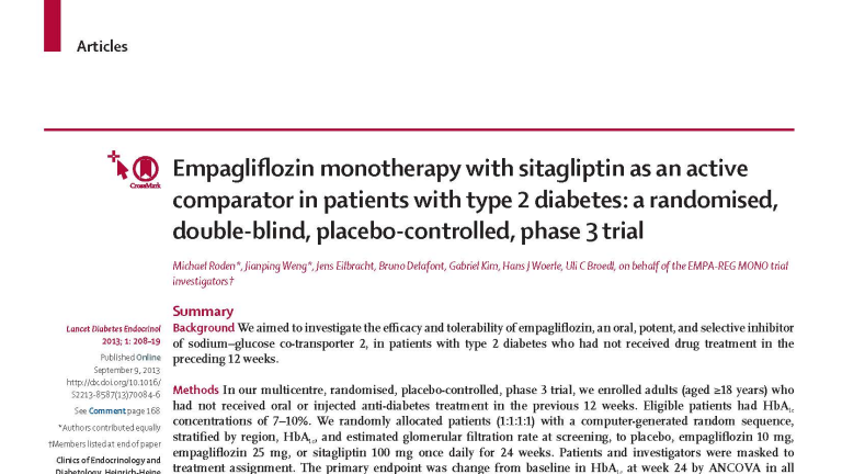 EMPA-REG MONO Clinical Trial Publication